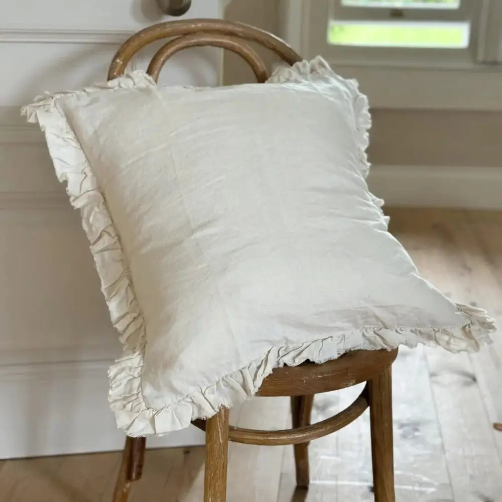 Hallie Cream Ruffle Cushion 45x45