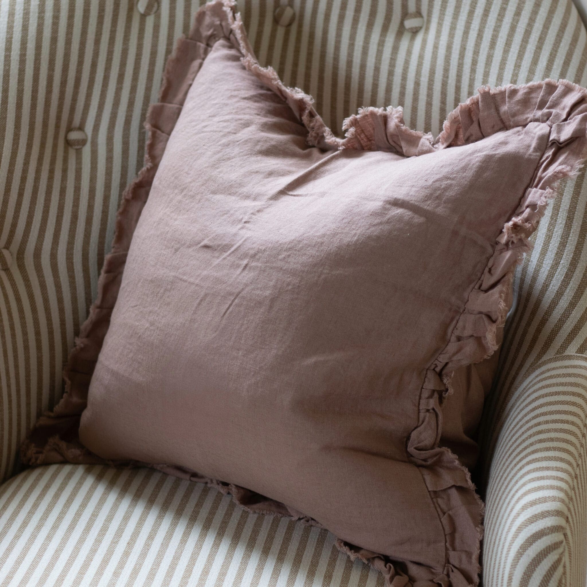 Hallie Dusty Pink Ruffle Cushion 45x45
