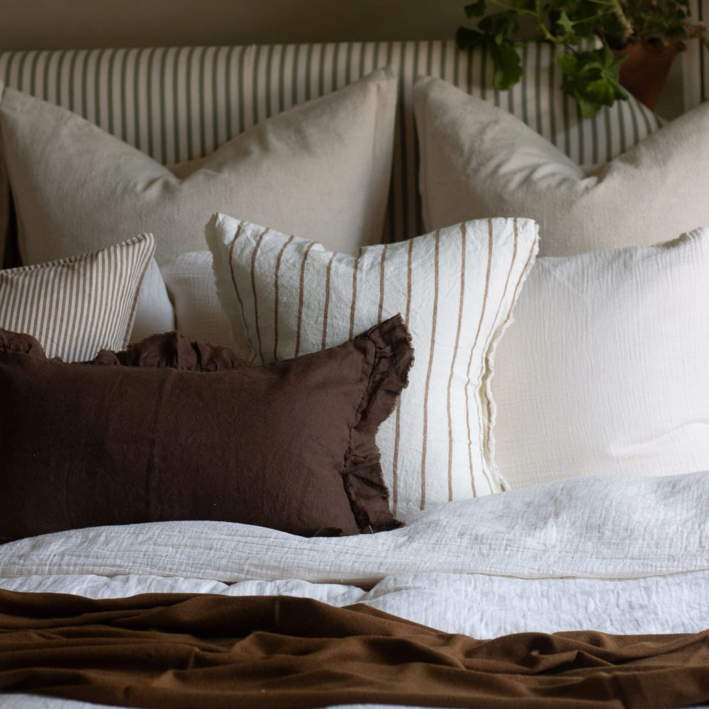 Esmee Brown and Cream Stripe Cushion 45x45