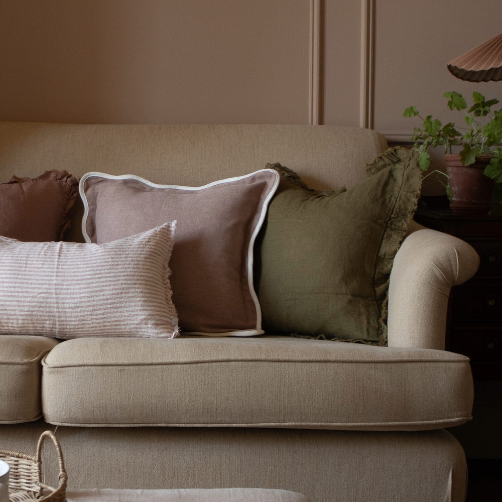 Chloe Dusty Pink Scalloped Edge Cushion 45x45