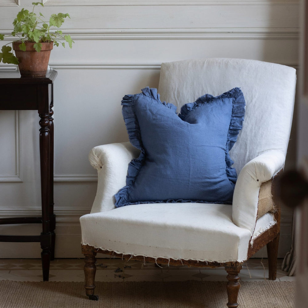 Hallie Navy Blue Ruffle Cushion 45x45