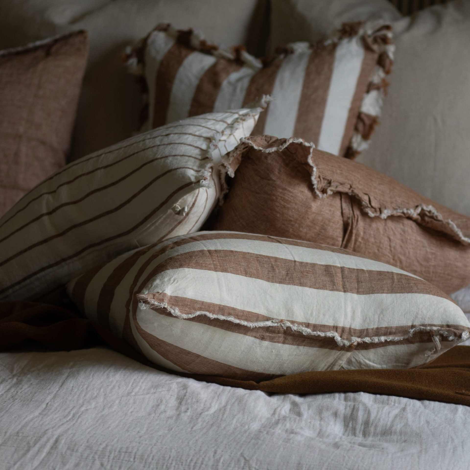 Hallie Washed Rust Linen Cushion 45x45