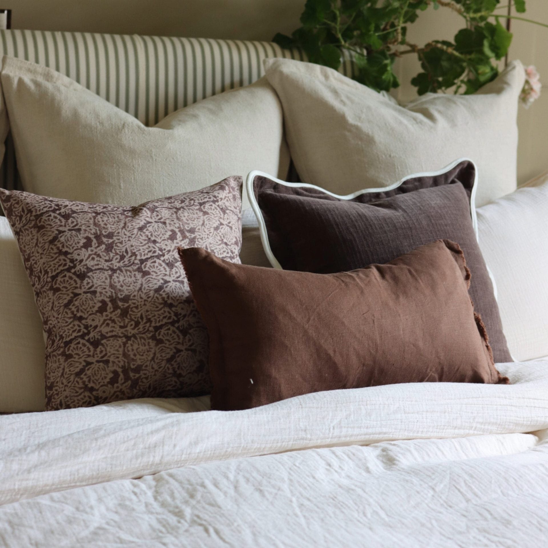 Esmee Dark Brown Linen Cushion 50x30