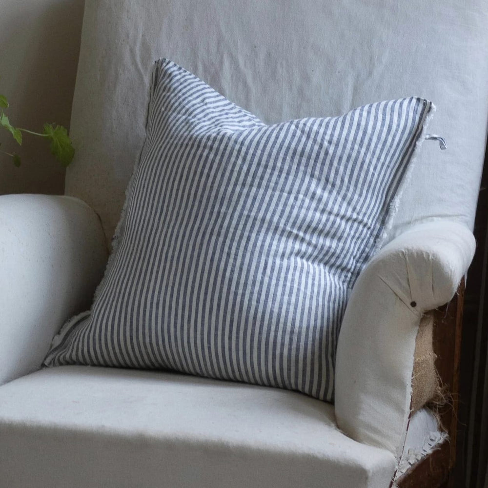 Esmee Navy Stripe Linen Cushion