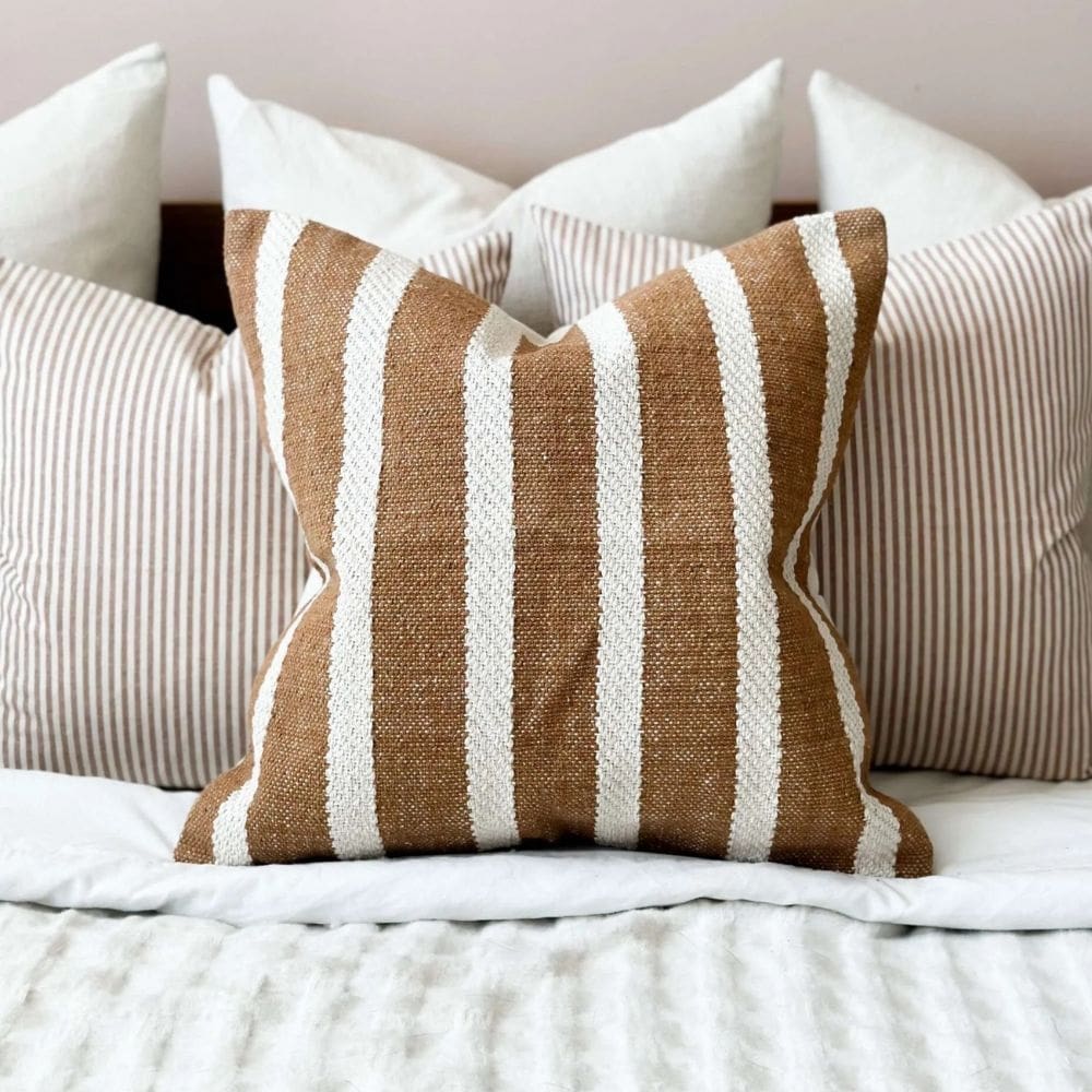 India Rust Rope Stripe Cushion 45x45