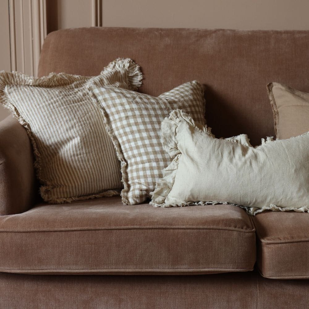 Esmee Light Brown Gingham Cushion 45x45