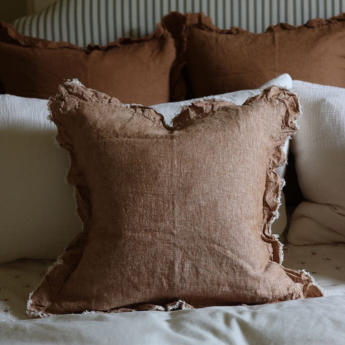 Hallie Washed Rust Linen Cushion 45x45