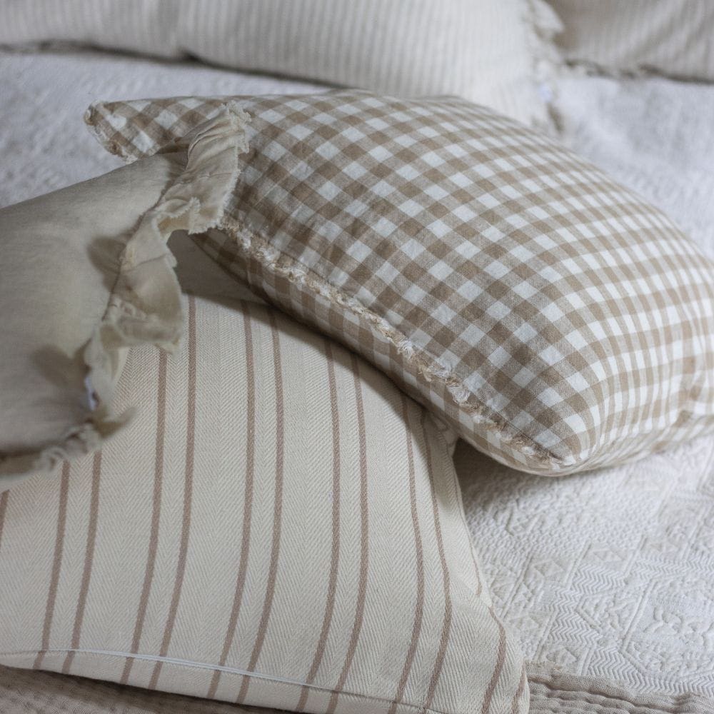 Esmee Light Brown Gingham Cushion 45x45