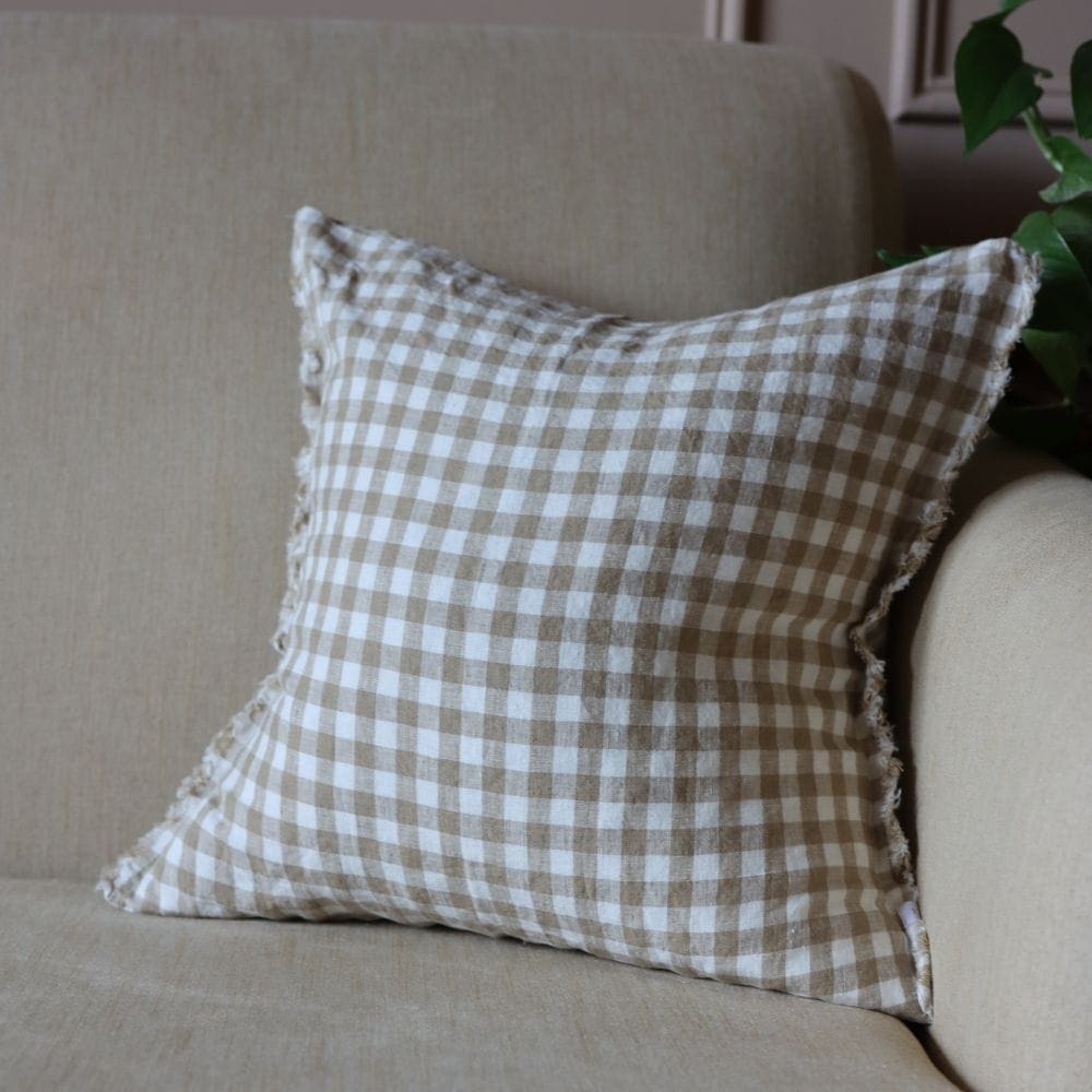Esmee Light Brown Gingham Cushion 45x45