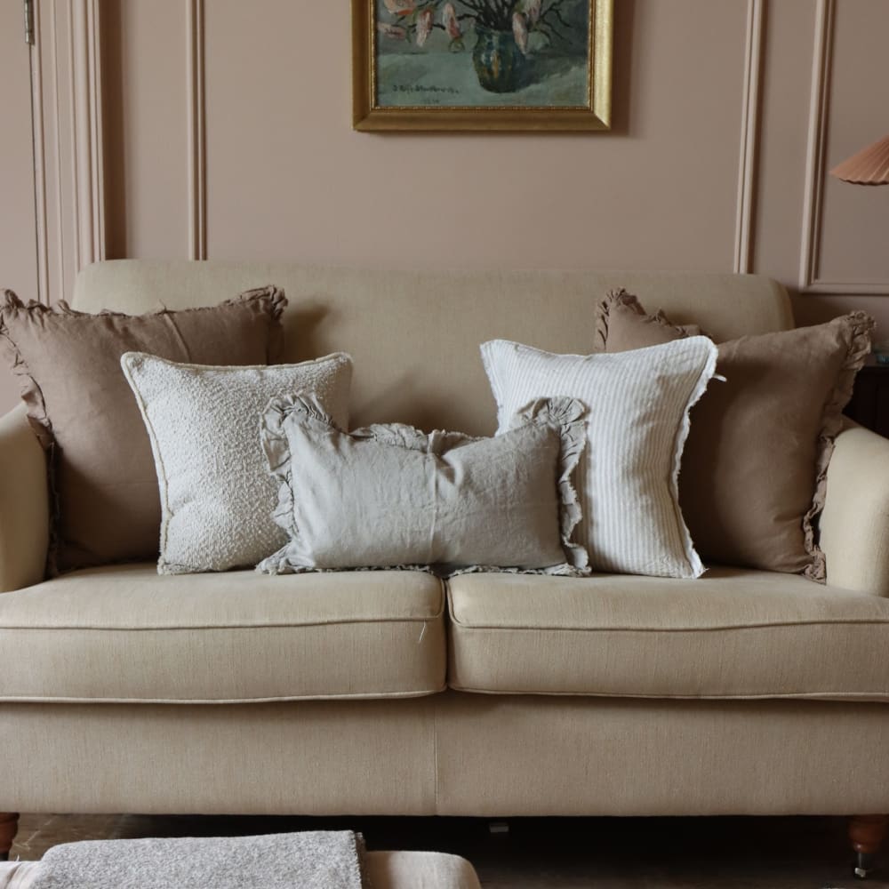 Hallie Natural Beige Ruffle Cushion 50x30