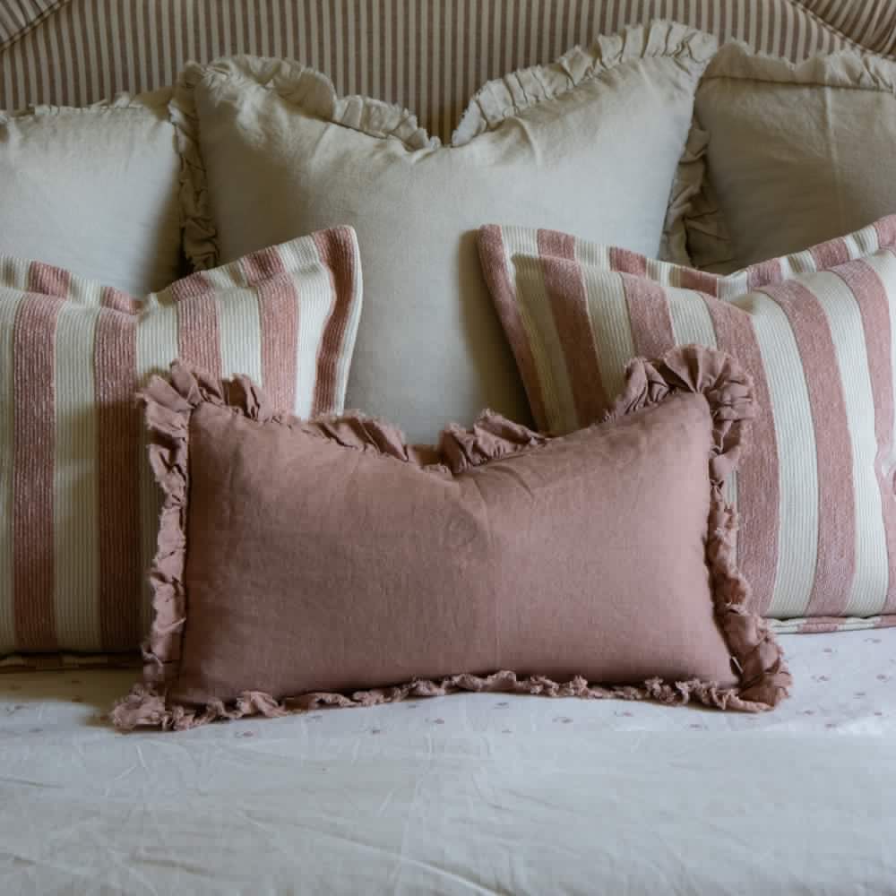 Hallie Dusty Pink Ruffle Cushion 50x30