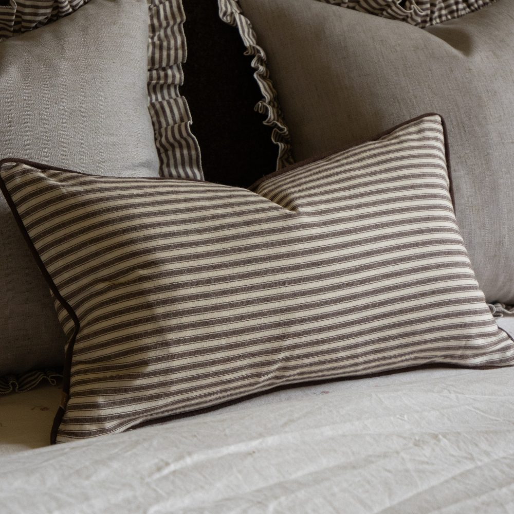 Florence Dark Brown Stripe Cushion 50x30