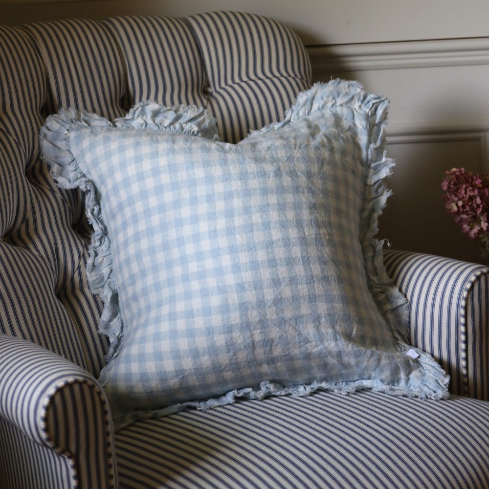Hallie Blue Gingham Cushion 45x45
