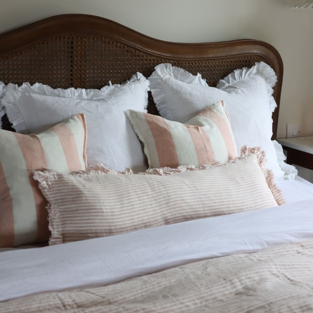 Hallie Pink Stripe Bolster Cushion 80x30