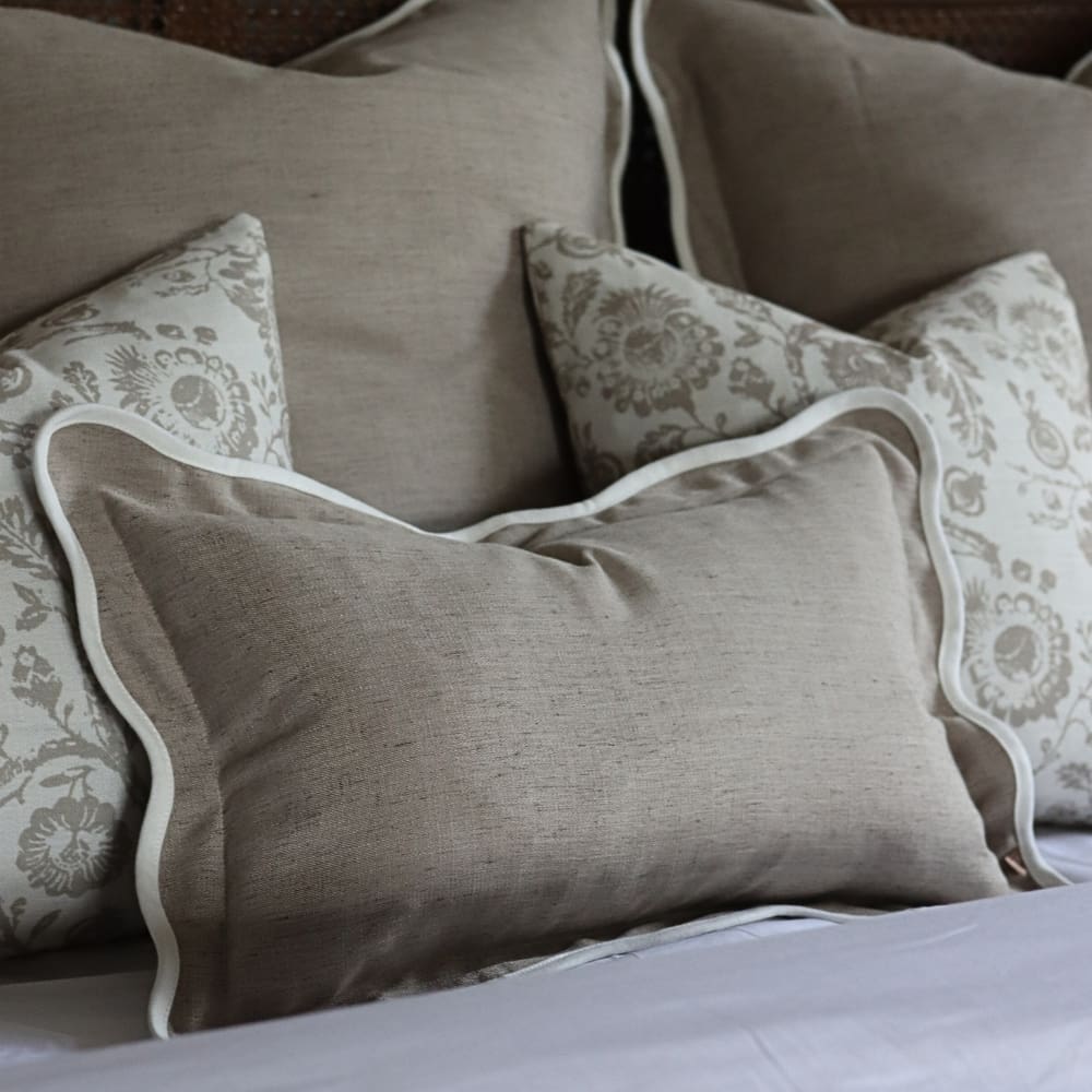 Chloe Greige Scalloped Edge Cushion 50x30