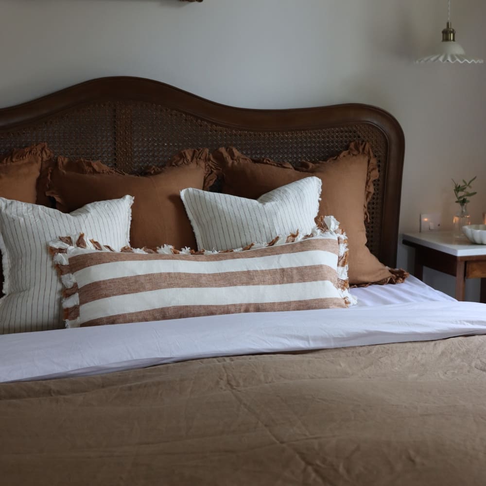 Hallie Rust Wide Stripe Bolster Cushion 80x30