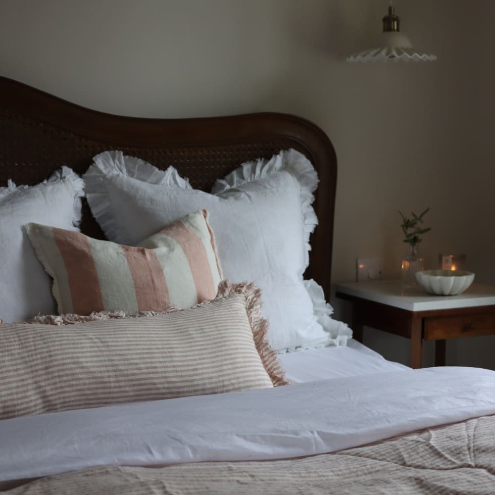 Hallie Pink Stripe Bolster Cushion 80x30