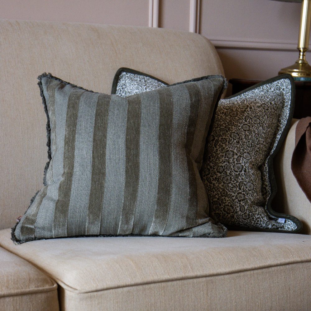 Isla Olive Stripe Cushion 45x45