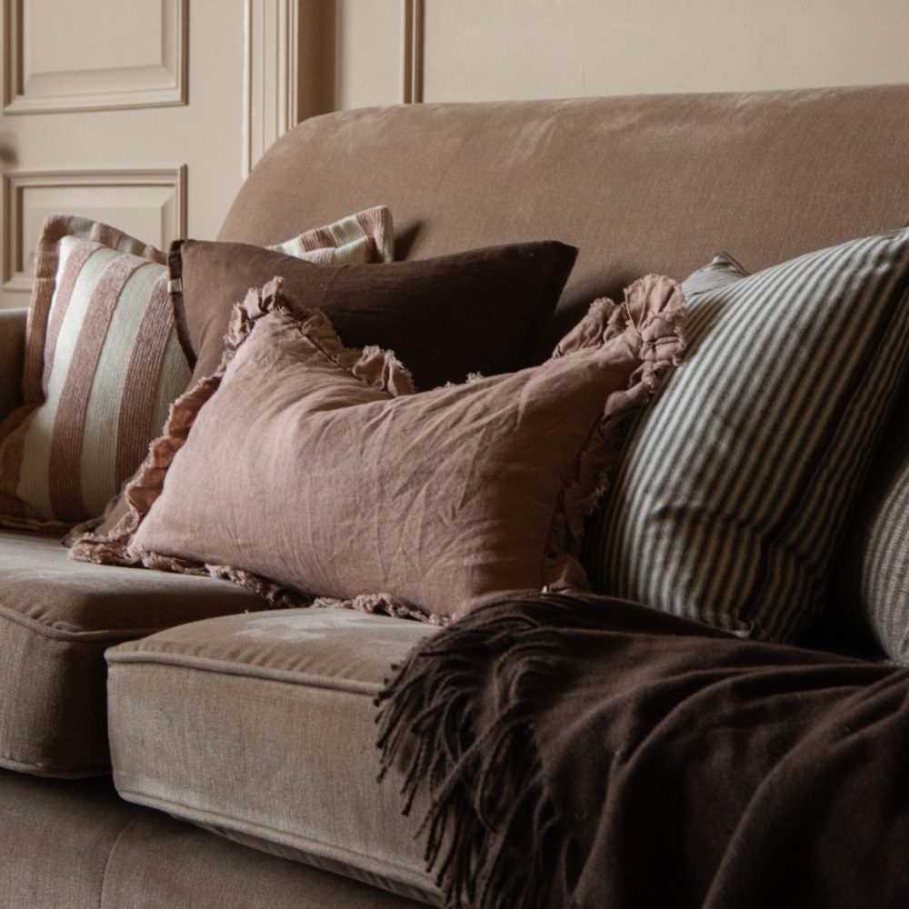 Hallie Dusty Pink Ruffle Cushion 50x30
