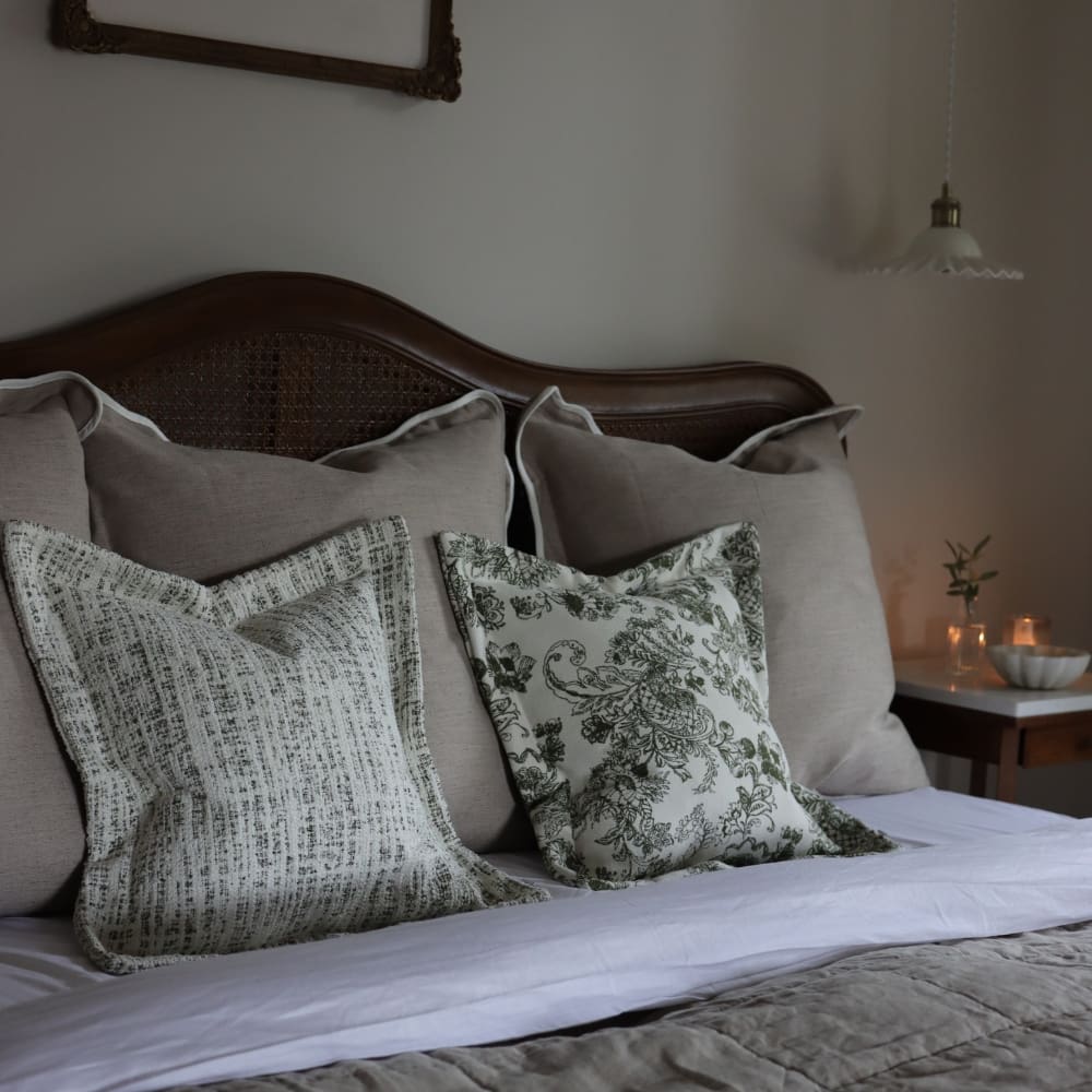 Eve Olive & Cream Boucle Cushion 45x45