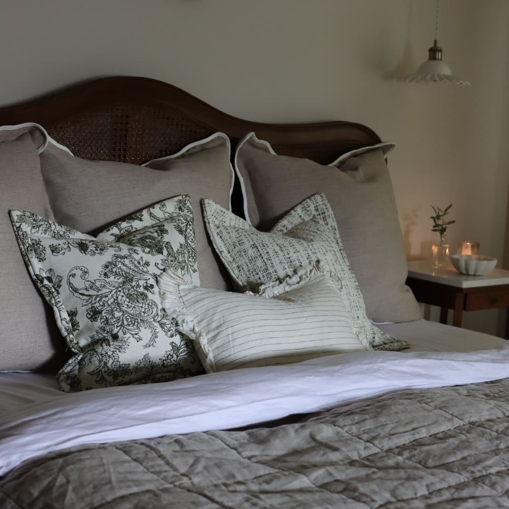 Eve Olive & Cream Boucle Cushion 45x45