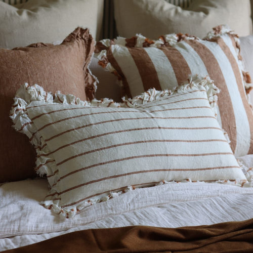 Hallie Brown & Cream Stripe Cushion 50x30