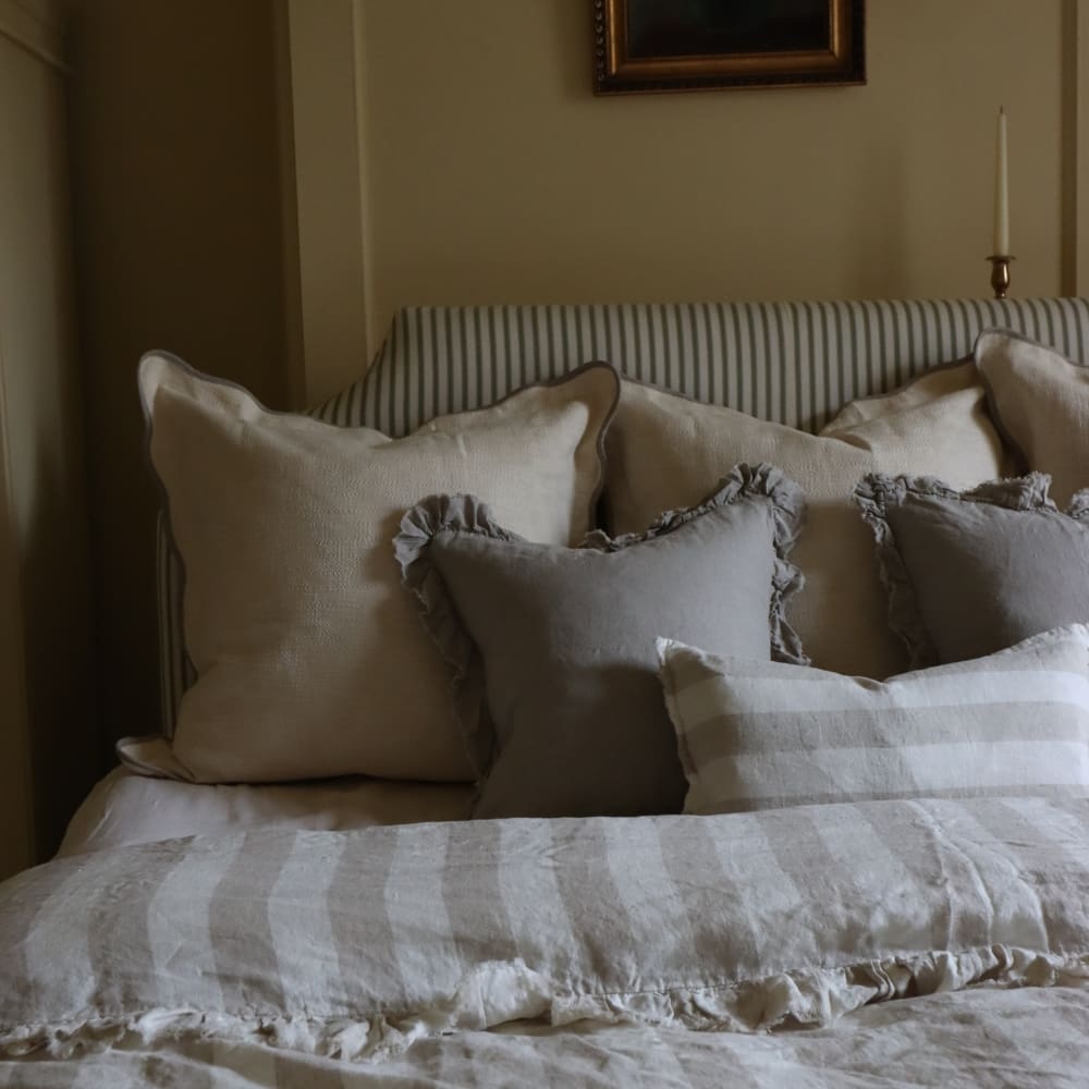 Chloe Cream & Greige Scalloped Edge Cushion 65x65