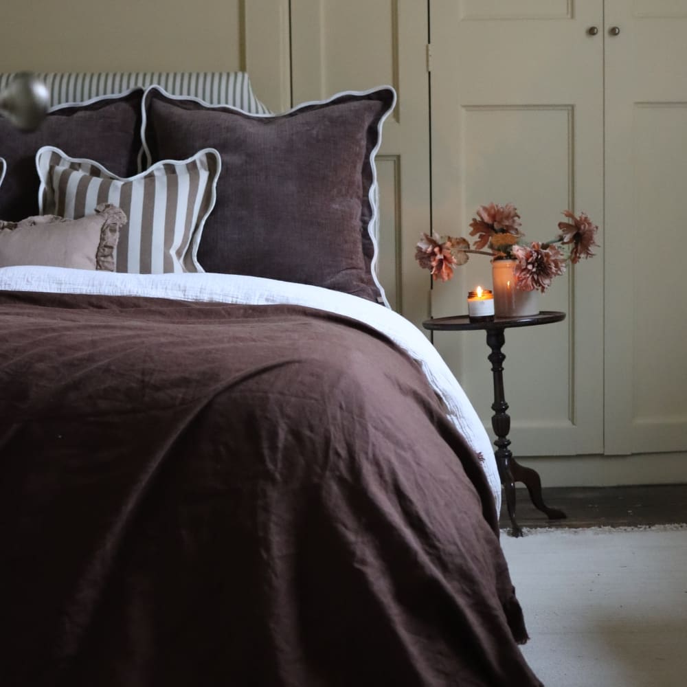 Chloe Dark Brown Scalloped Edge Cushion 65x65