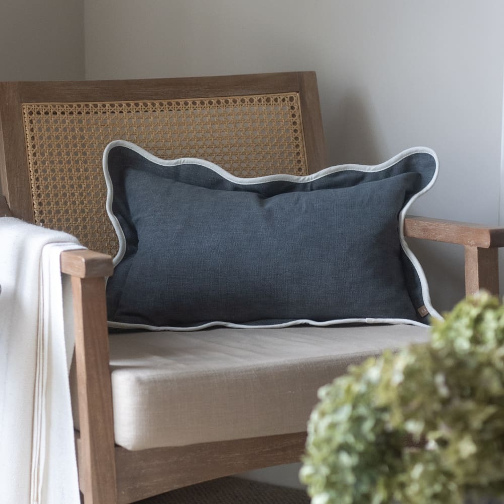 Chloe Navy Scalloped Edge Cushion 50x30