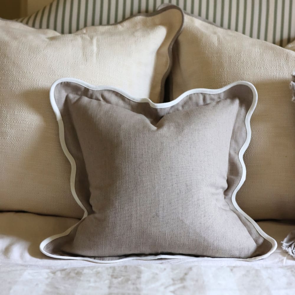 Chloe Greige Scalloped Edge Cushion 45x45