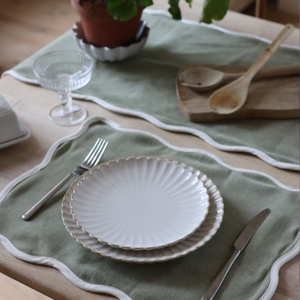 Set of Chloe Sage Scalloped Placemats