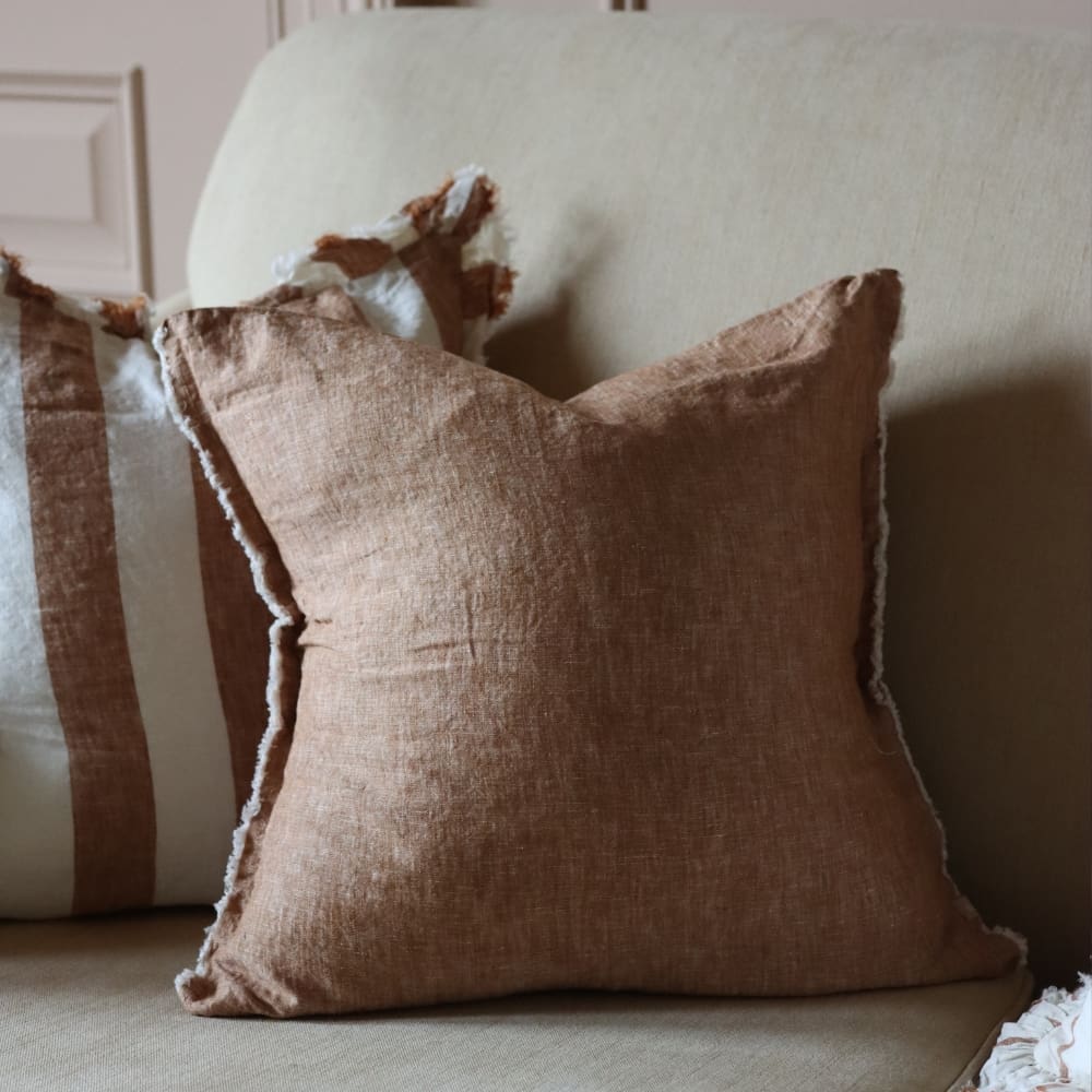 Esmee Washed Rust Linen Cushion 45x45