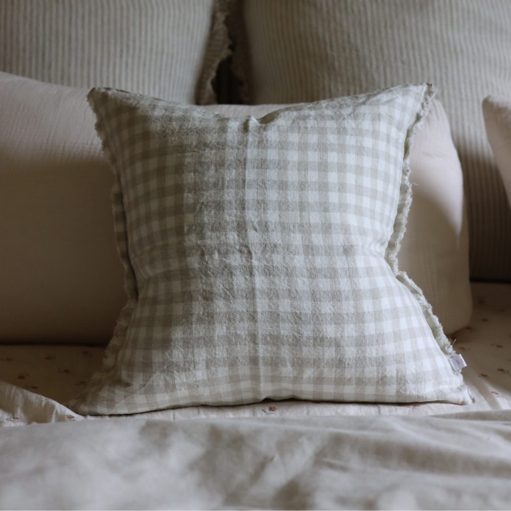 Esmee Natural Gingham Cushion 45x45