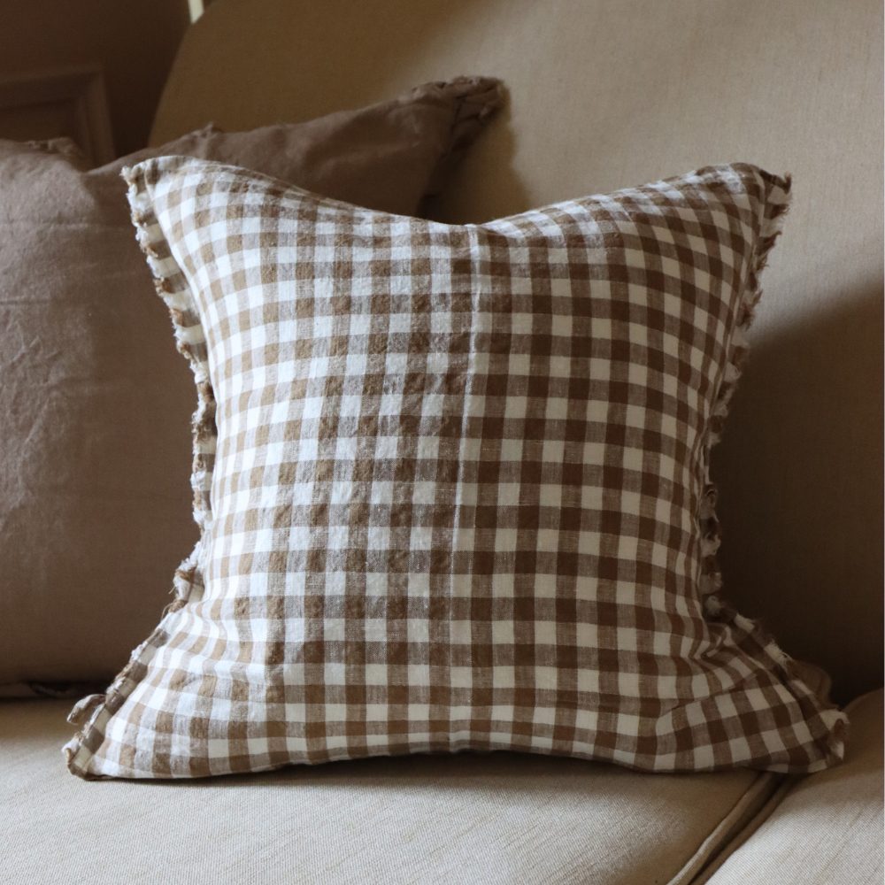 Esmee Brown Gingham Cushion 53x53