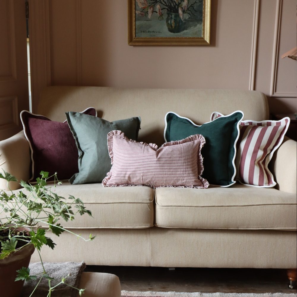 Chloe Dark Green Scalloped Edge Cushion 45x45