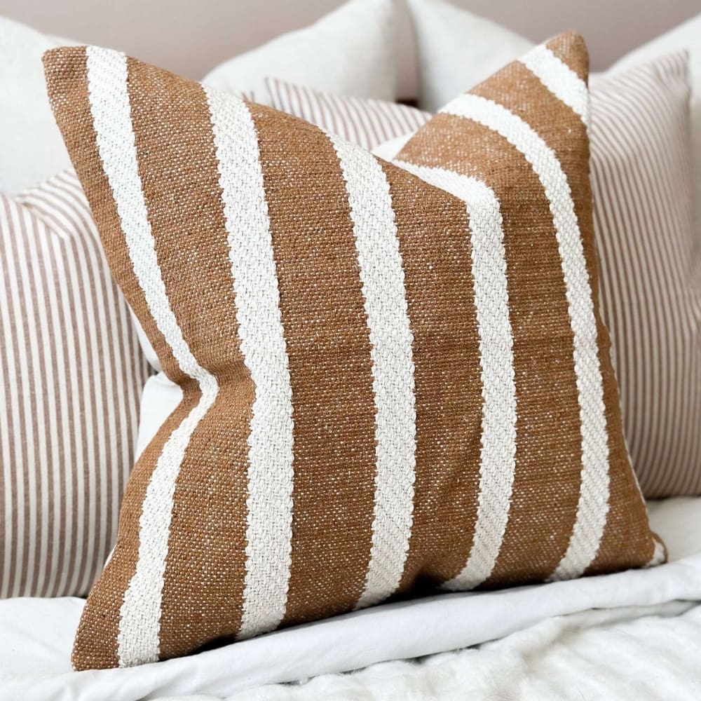 India Rust Rope Stripe Cushion 45x45