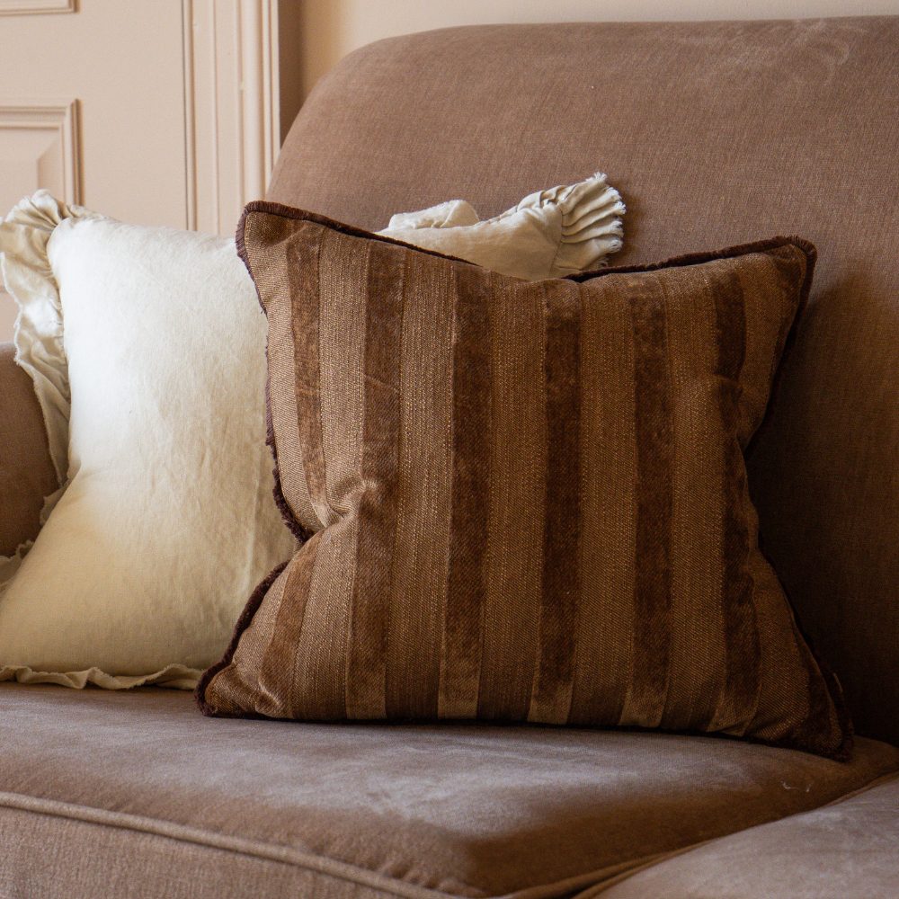 Isla Dark Brown Stripe Cushion 45x45