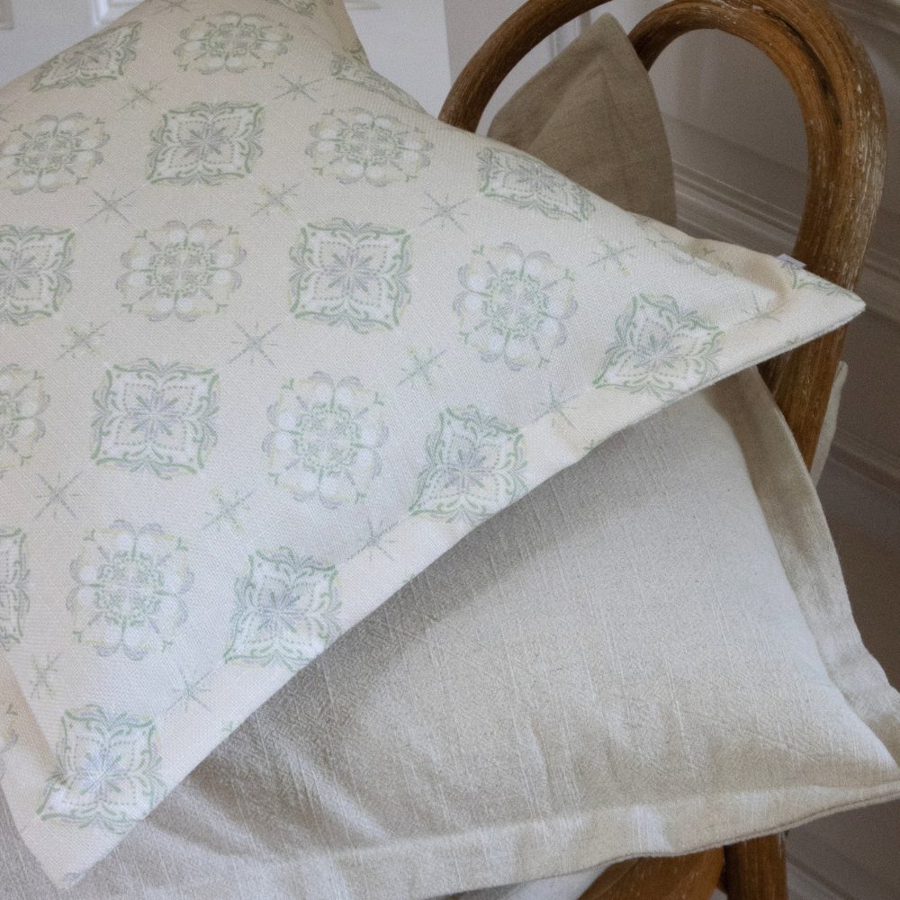 Orla Sage Print Flanged Edge Cushion 45x45