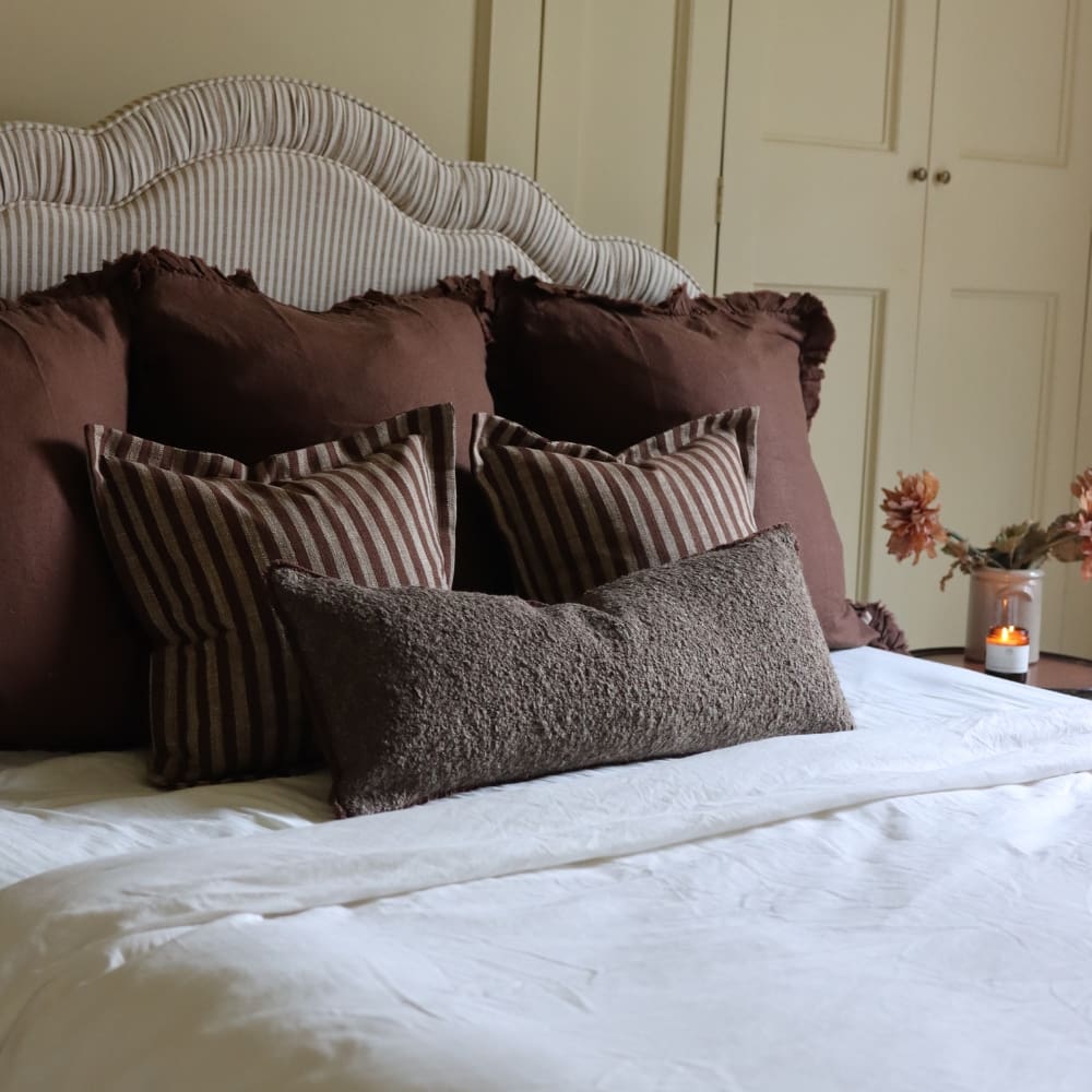 Sofia Dark Brown Boucle Bolster Cushion 80x30