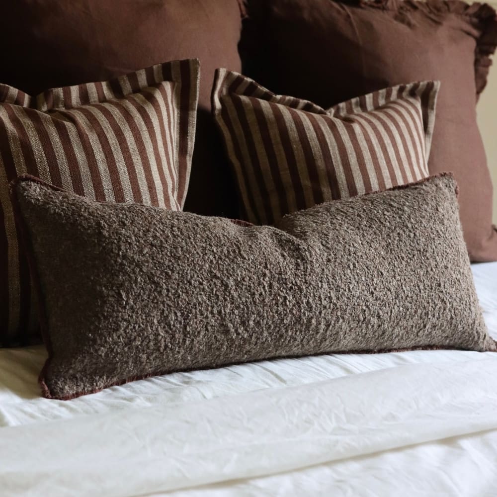 Sofia Brown Boucle Bolster Cushion 80x30