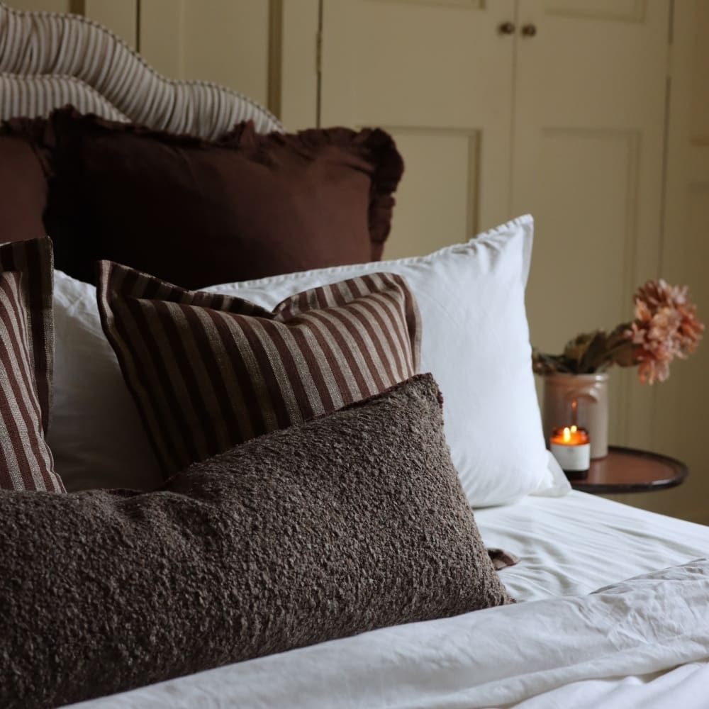 Sofia Dark Brown Boucle Bolster Cushion 80x30