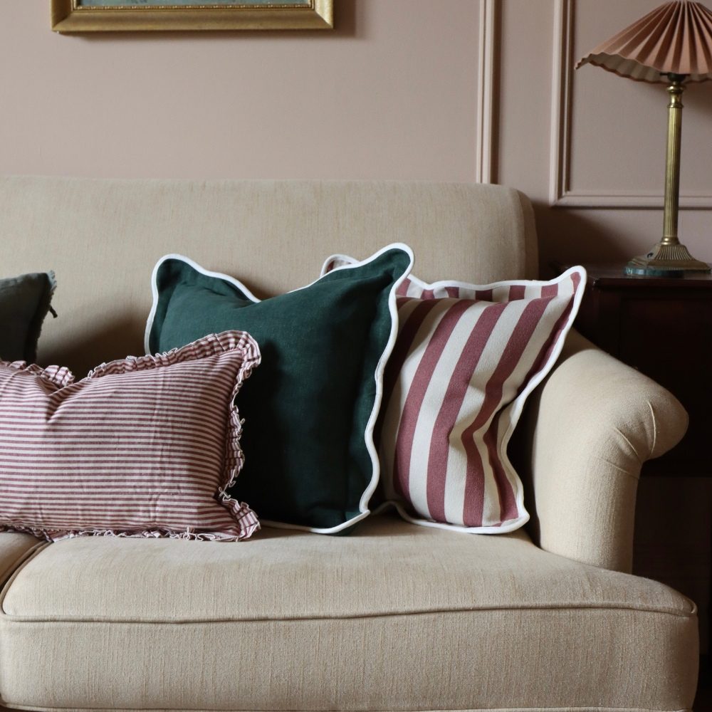Chloe Dark Green Scalloped Edge Cushion 45x45