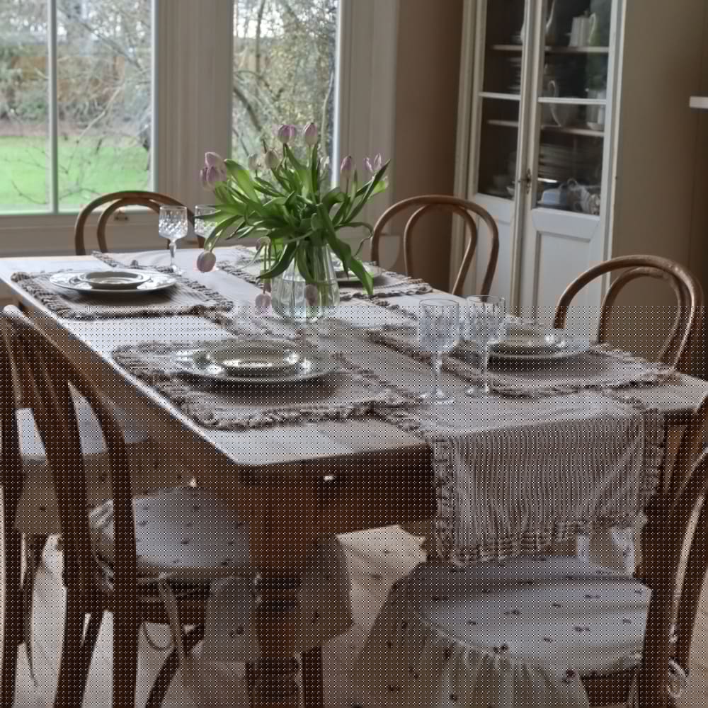 Set of 4 Brown Stripe Ruffle Placemats