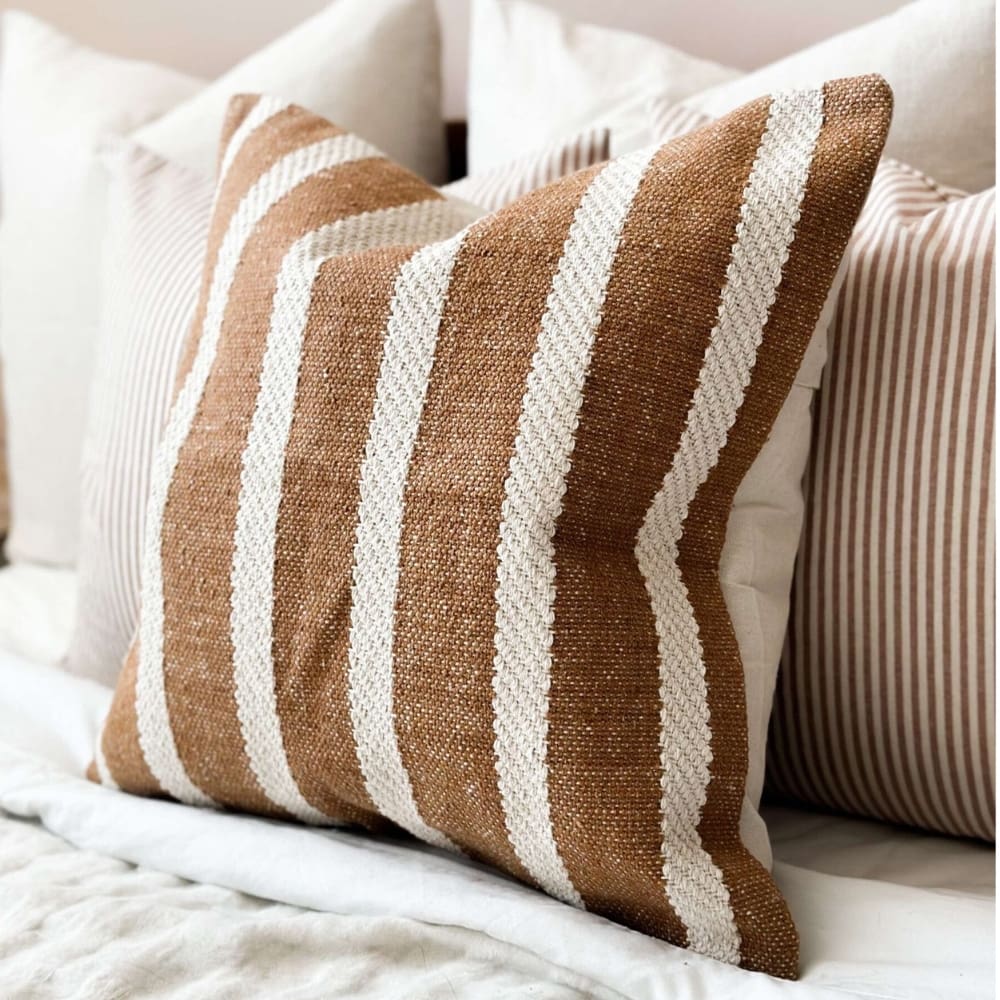 India Rust Rope Stripe Cushion 45x45