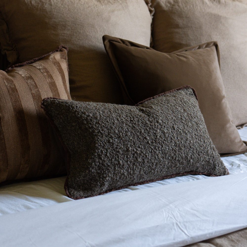 Sofia Dark Brown Boucle Cushion 50x30