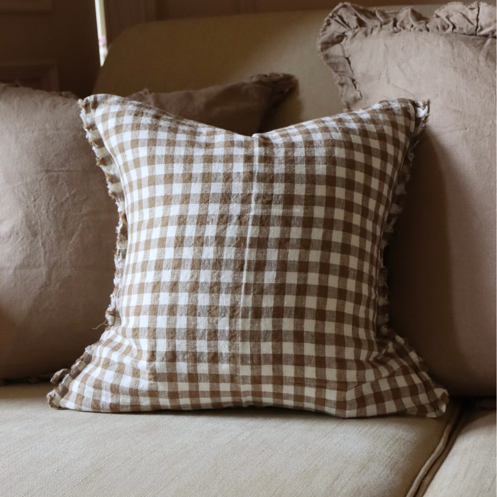 Esmee Brown Gingham Cushion 45x45