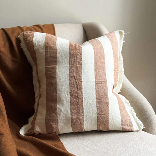 Esmee Rust Wide Stripe Cushion 45x45