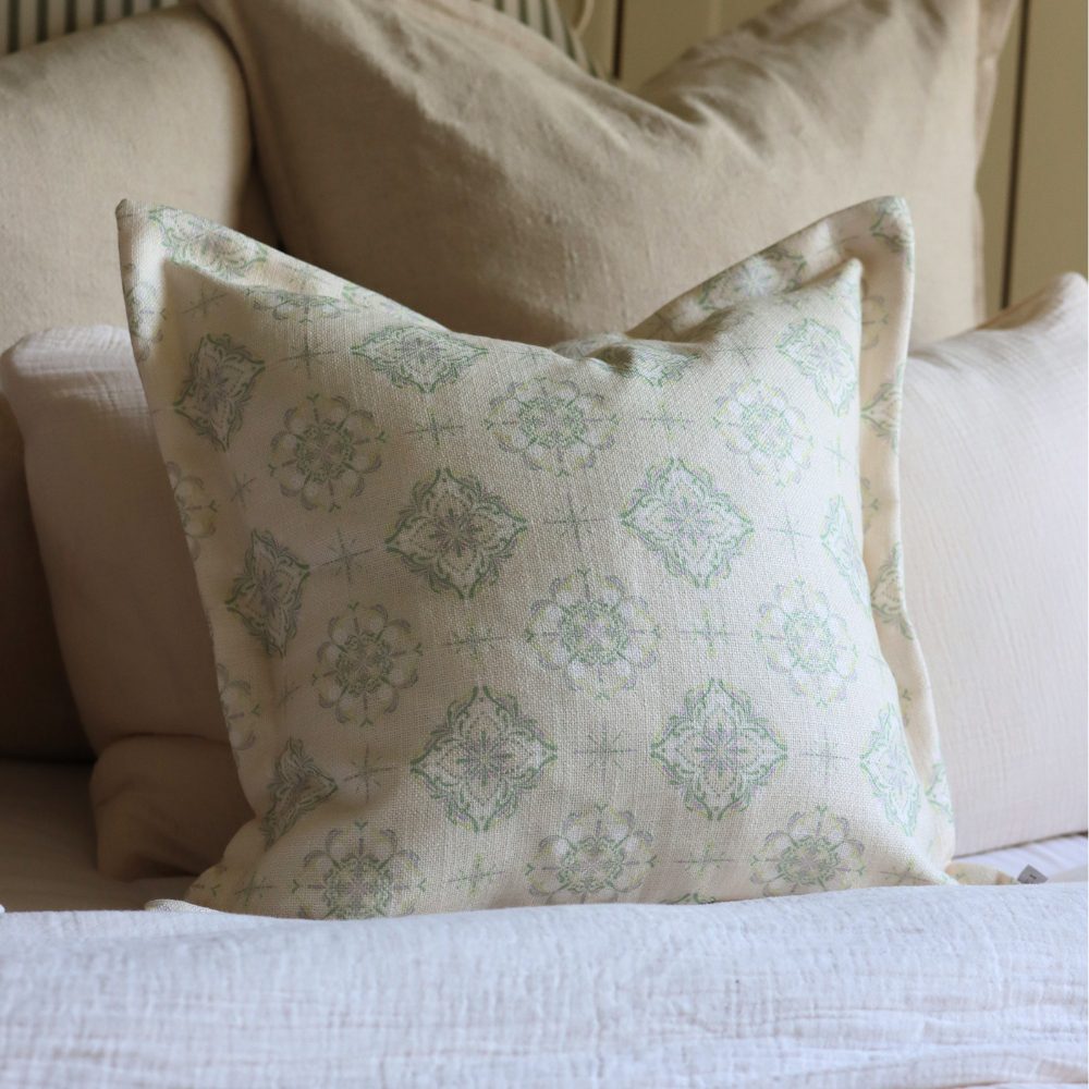 Orla Sage Print Flanged Edge Cushion 45x45