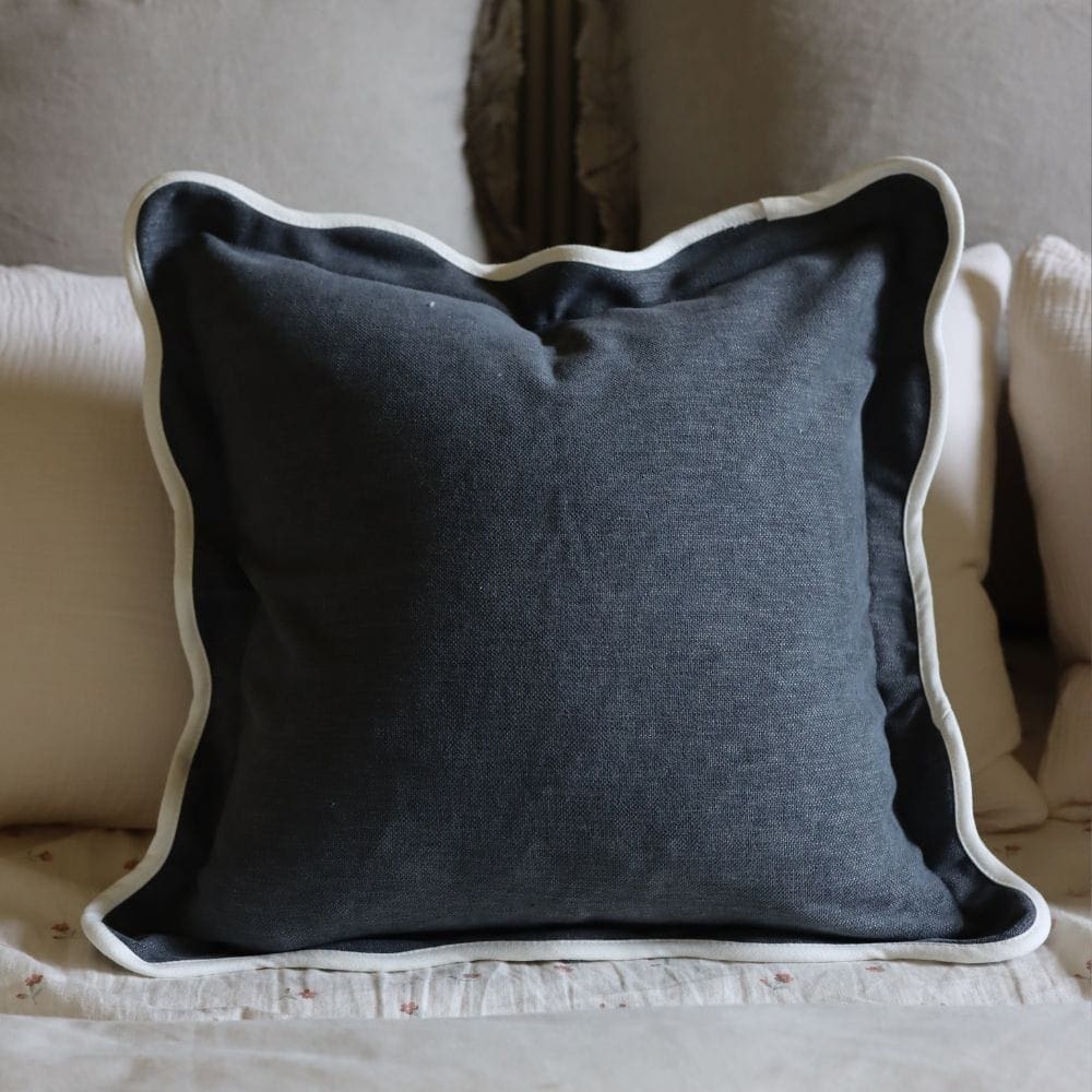 Chloe Navy Scalloped Edge Cushion 55x55cm
