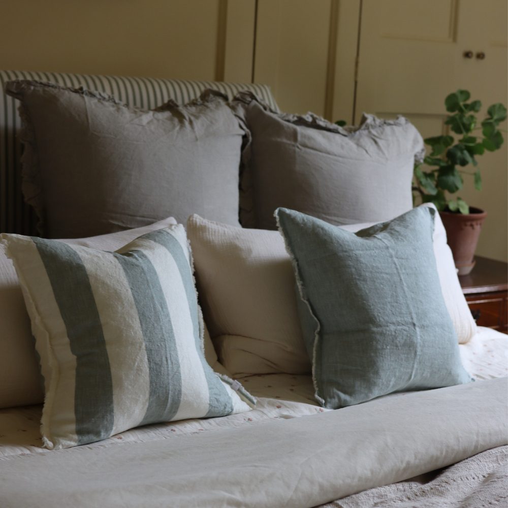 Esmee Washed Teal Linen Cushion 45x45